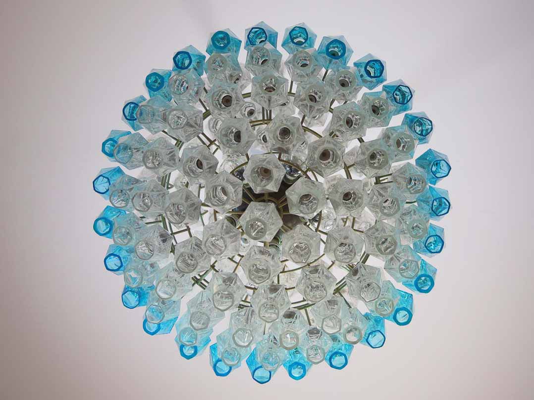 Murano Lysekrone - Poliedri - 140 glass - Klar/Blå