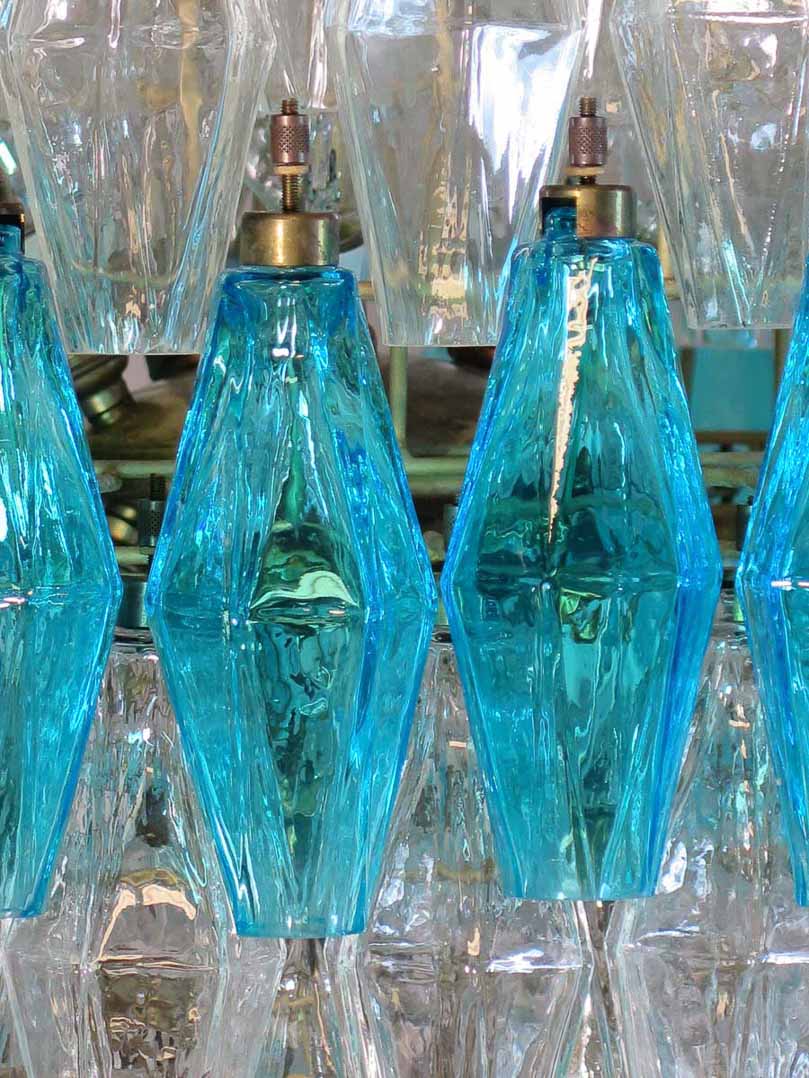 Murano Lysekrone - Poliedri - 140 glass - Klar/Blå